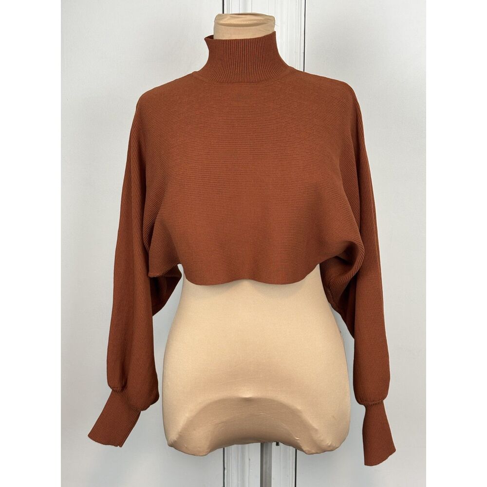 Akira ribbed knit crop top long sleeve sweater small
